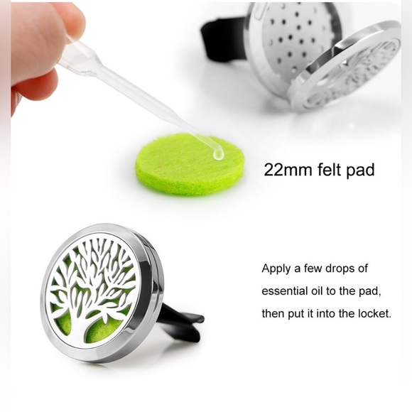 Car Aromatherapy Essential Oil Diffuser Locket with Vent Clip 11 Felt Pads NWOT - Picture 2 of 6